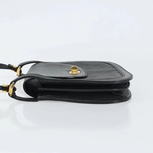GUCCI GG Supreme Shoulder Bag PVC Leather Black Gold 001 084 0905 Auth BA8623